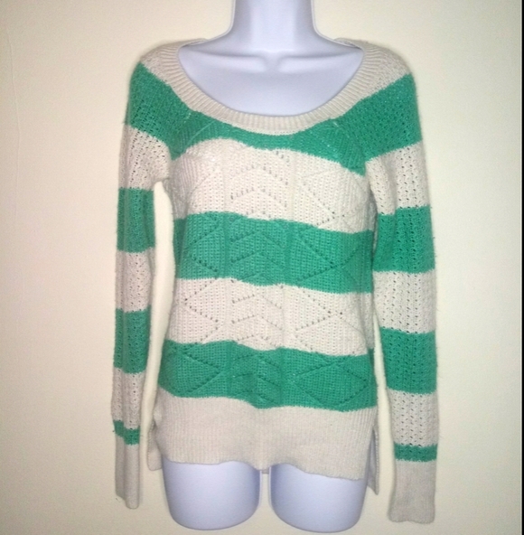 SO green and white striped knit sweater - Picture 10 of 14